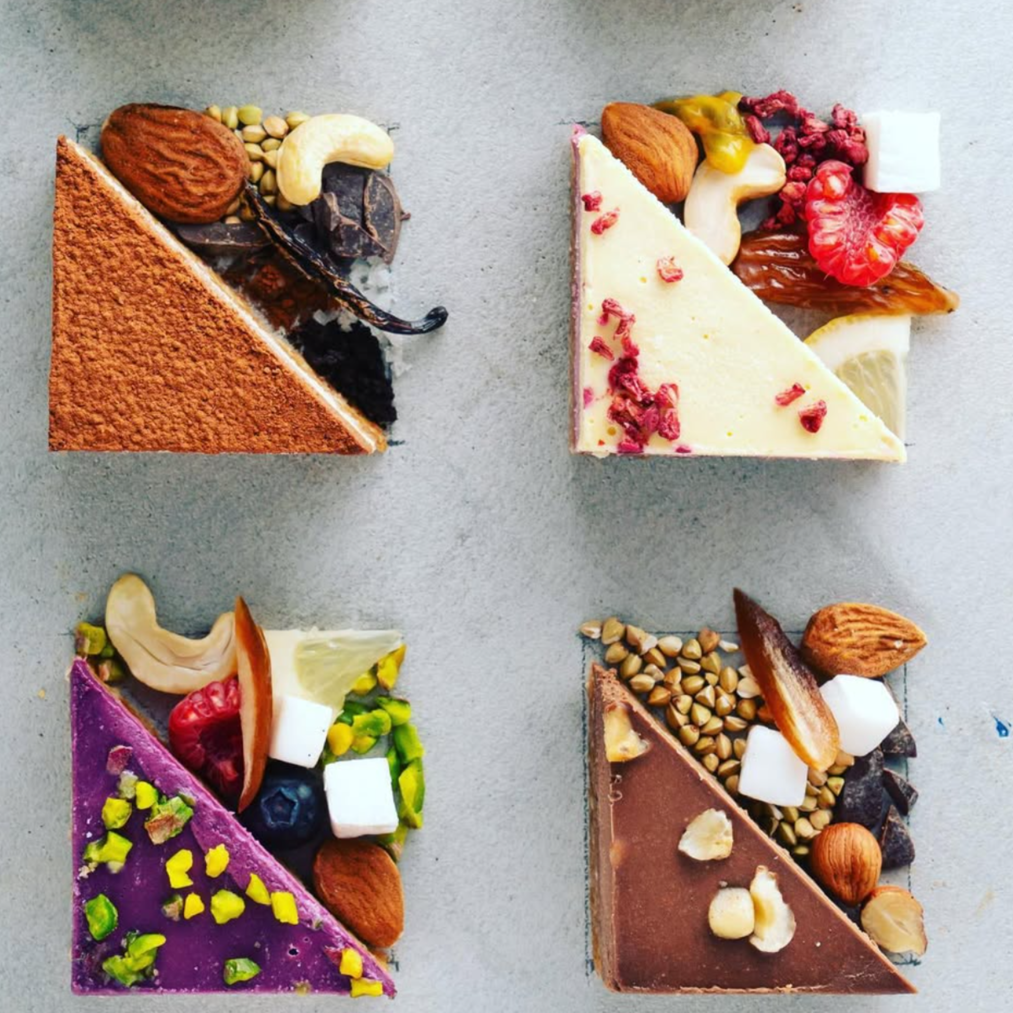 Vegan cakes, mouses, bars, and more